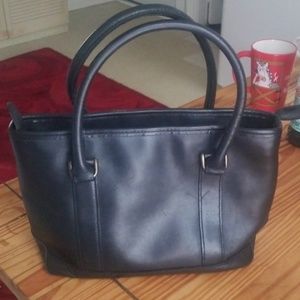 LL Bean Town & Field Classic Black Leather Tote